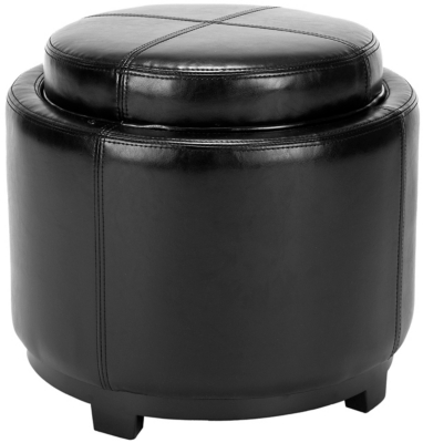 Safavieh Chelsea Round Tray Ottoman, Black, rollover