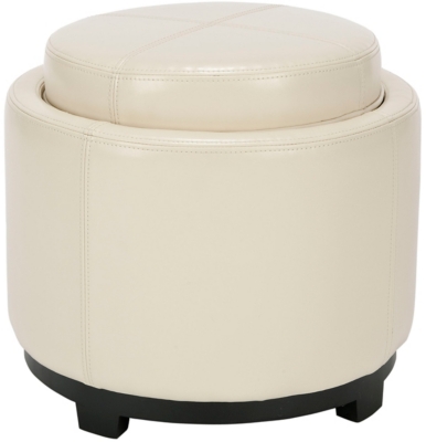 Safavieh Chelsea Round Tray Ottoman, Cream, rollover