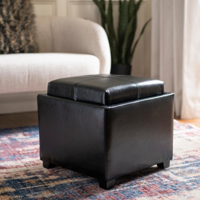 Safavieh Harrison Single Tray Ottoman, Black, rollover