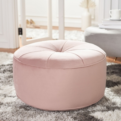 Safavieh Amais Round Ottoman, Pink, rollover