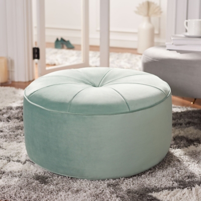 Safavieh Amais Round Ottoman, Green, rollover