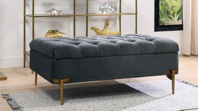 Estelle Upholstered Storage Bench Cocktail Ottoman, , rollover