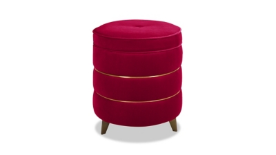 ACG Green Group, Inc. Round Accent Storage Ottoman, Siren Red, large