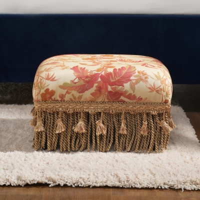 ACG Green Group, Inc. Traditional Decorative Ottoman, Red/Beige, rollover