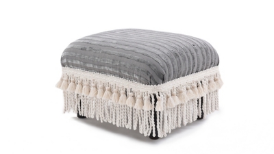 ACG Green Group, Inc. Traditional Decorative Ottoman, Ash Gray, large