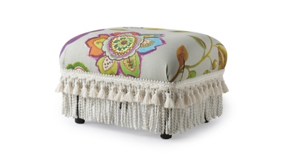 ACG Green Group, Inc. Traditional Decorative Ottoman, Off White, large