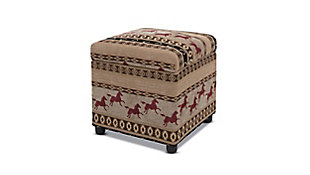 ACG Green Group, Inc. Equestrian Upholstered Storage Ottoman, Multicolored, , large