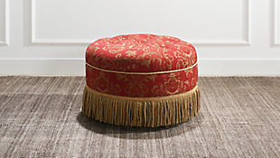 ACG Green Group, Inc. Tufted Decorative Round Ottoman, Red Gold, rollover