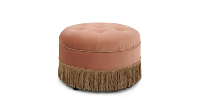 ACG Green Group, Inc. Tufted Decorative Round Ottoman, Peach Orange, large