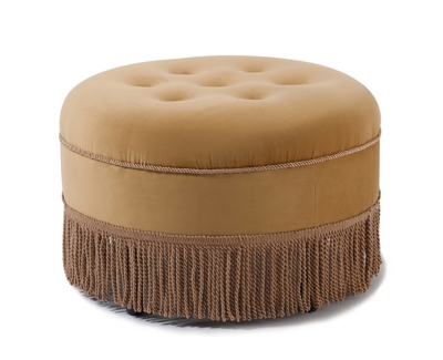 ACG Green Group, Inc. Tufted Decorative Round Ottoman, Gold, large