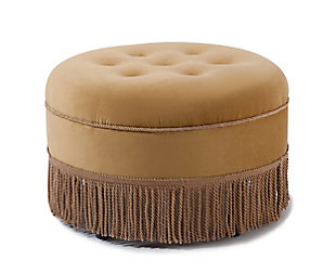 ACG Green Group, Inc. Tufted Decorative Round Ottoman, Gold, large
