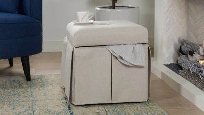 ACG Green Group, Inc. Tufted Square Storage Ottoman, Sand, rollover