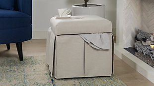 ACG Green Group, Inc. Tufted Square Storage Ottoman, Sand, rollover