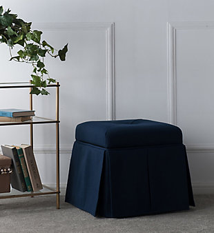ACG Green Group, Inc. Tufted Square Storage Ottoman, Midnight Blue, rollover
