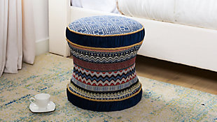 ACG Green Group, Inc. Decorative Ottoman, Blue/Red, rollover