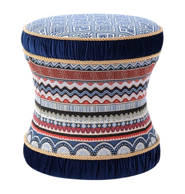 ACG Green Group, Inc. Decorative Ottoman, Blue/Red, large