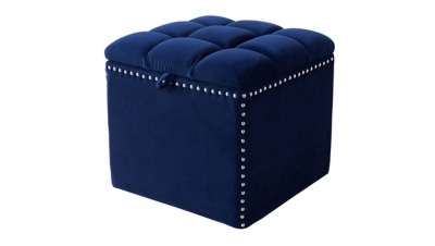 ACG Green Group, Inc. Storage Ottoman Nailhead Accent Trim, Navy Blue, large