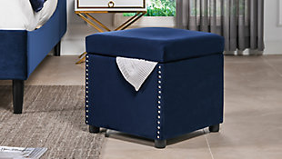 ACG Green Group, Inc. Storage Cube Ottoman with Nailhead Accents, , rollover