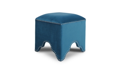 ACG Green Group, Inc. Art Deco Nailhead Ottoman, Teal Blue, large