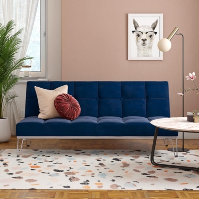 Novogratz Elle Convertible Sofa Bed and Couch, Blue, large