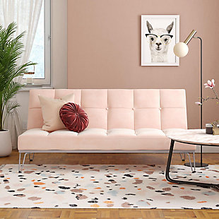 Novogratz Elle Convertible Sofa Bed and Couch, Pink, rollover