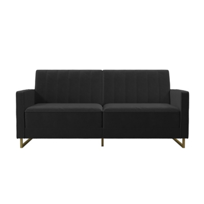 Novogratz Skylar Velvet Coil Futon, Black, large