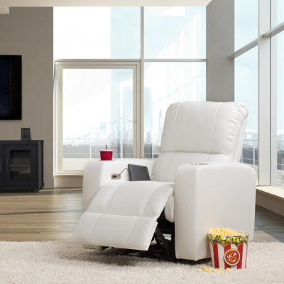 Tucson Gel Leather Recliner, White, rollover