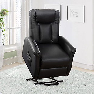 Arlington Gel Leather Power Lift and Rise Recliner, Black, rollover