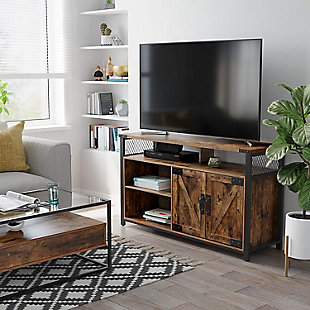 Vasagle Rustic TV Stand with Barn Doors, , rollover
