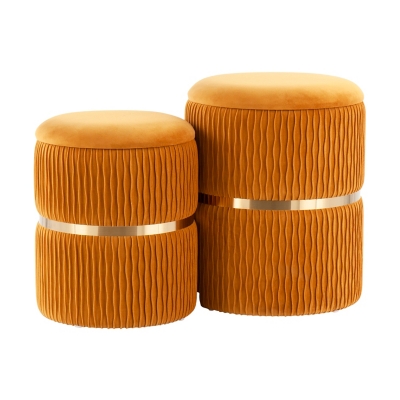 LumiSource Cinch Nesting Ottoman Set, Gold/Orange, rollover