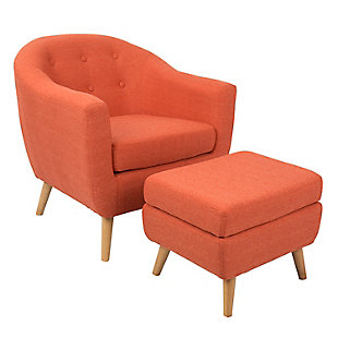 LumiSource Rockwell Chair and Ottoman Set, Orange, large