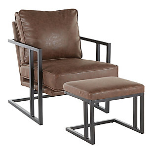 LumiSource Roman Lounge Chair and Ottoman, Black/Espresso, large