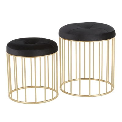 LumiSource Canary Nesting Ottoman Set, Gold/Black, large