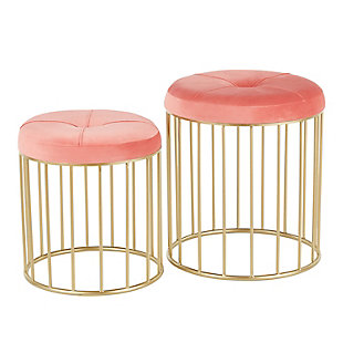 LumiSource Canary Nesting Ottoman Set, Gold/Pink, rollover