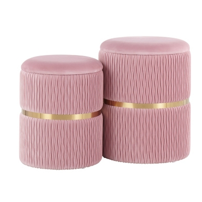 LumiSource Cinch Nesting Ottoman Set, Gold/Blush Pink, rollover