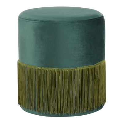 LumiSource Fringe Ottoman, Emerald Green, large