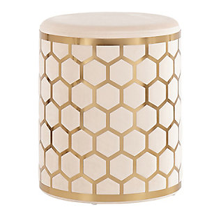 LumiSource Honeycomb Ottoman, Gold/Cream, rollover
