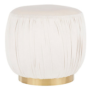 LumiSource Ruched Ottoman, Gold/Cream, rollover