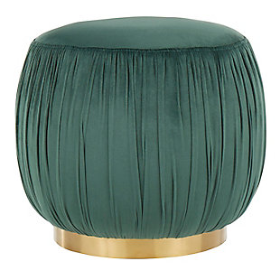 LumiSource Ruched Ottoman, Gold/Emerald Green, rollover