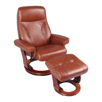 StarLine Milano 360 Swivel Recliner and Ottoman, Cognac, large