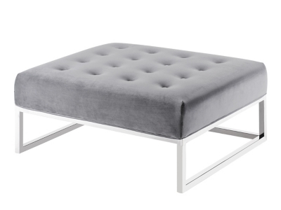 TOV Nova Gray Velvet Ottoman, Gray, rollover