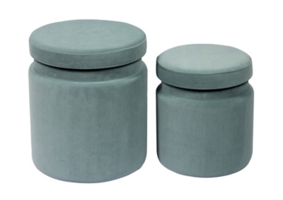 TOV Kris Sea Blue Storage Ottomans (Set of 2), Sea Blue, large