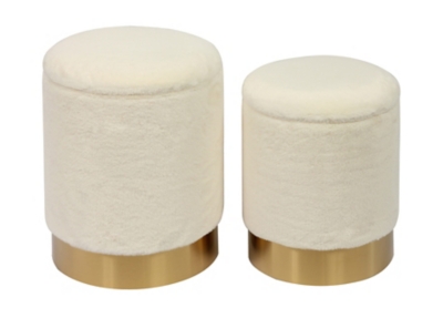 TOV Teddy Faux Sheepskin Storage Ottomans (Set of 2), , large