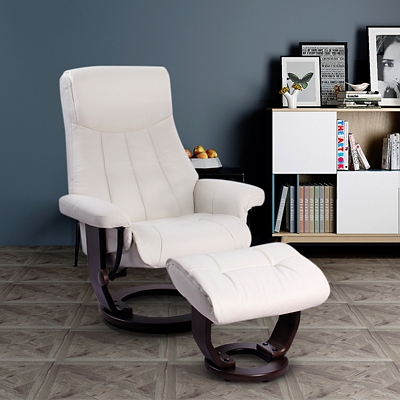 Small white leather deals recliner