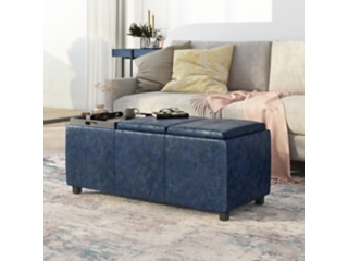 Simpli Home Avalon Storage Ottoman with Trays