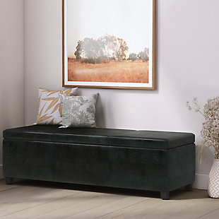Simpli Home Avalon 54" Wide Contemporary Rectangle Extra Large Storage Ottoman Bench, , rollover