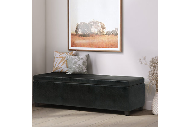 Extra Large Storage Ottoman Bench, Long Leather Storage Bench
