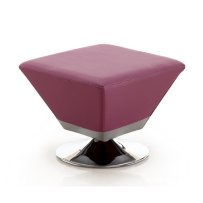 Manhattan Comfort Diamond Swivel Ottoman with Polished Chrome Base, Purple/Chrome, rollover