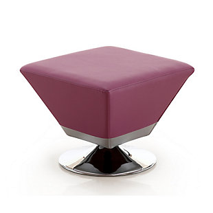 Manhattan Comfort Diamond Swivel Ottoman with Polished Chrome Base, Purple/Chrome, rollover
