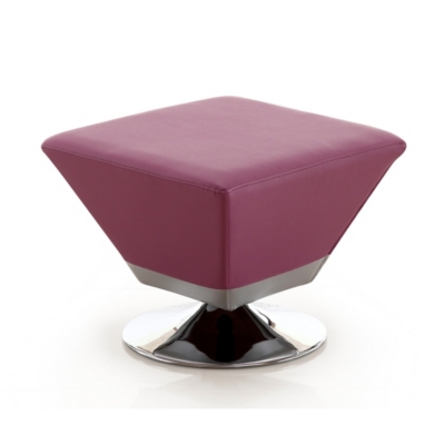 Manhattan Comfort Diamond Swivel Ottoman with Polished Chrome Base, Purple/Chrome, large